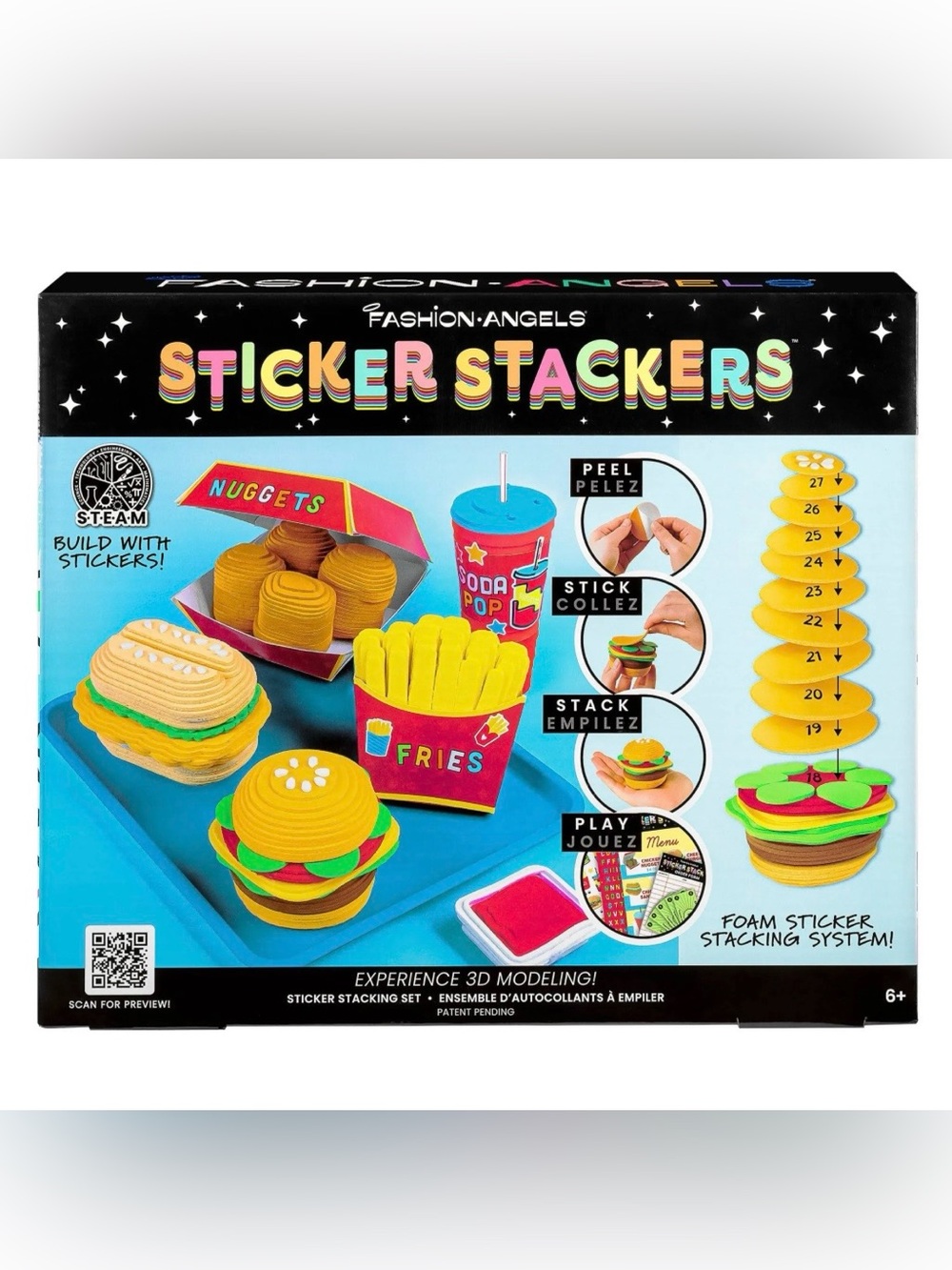 Fashion Angels Fast Food Sticker Stackers - STEAM 3D Foam Sticker Craft Kit - 6+